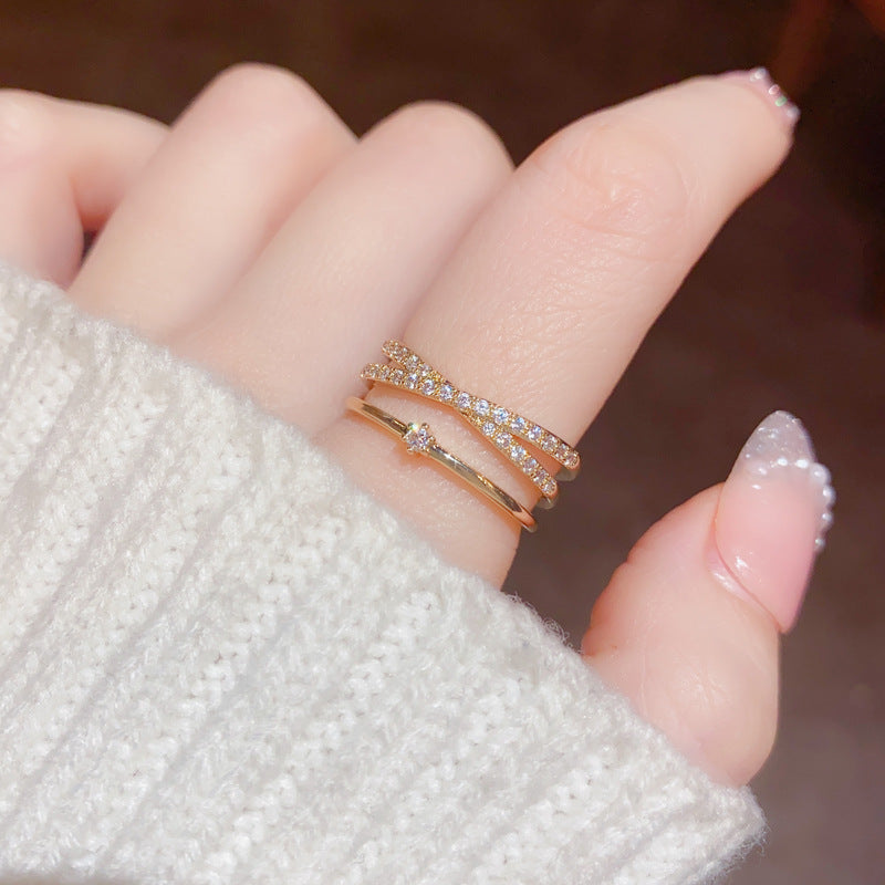 Kreuz Lagen Zarte Zirkonia Ring
