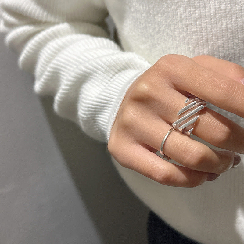 Silber geschichtet Twill einstellbaren Ring