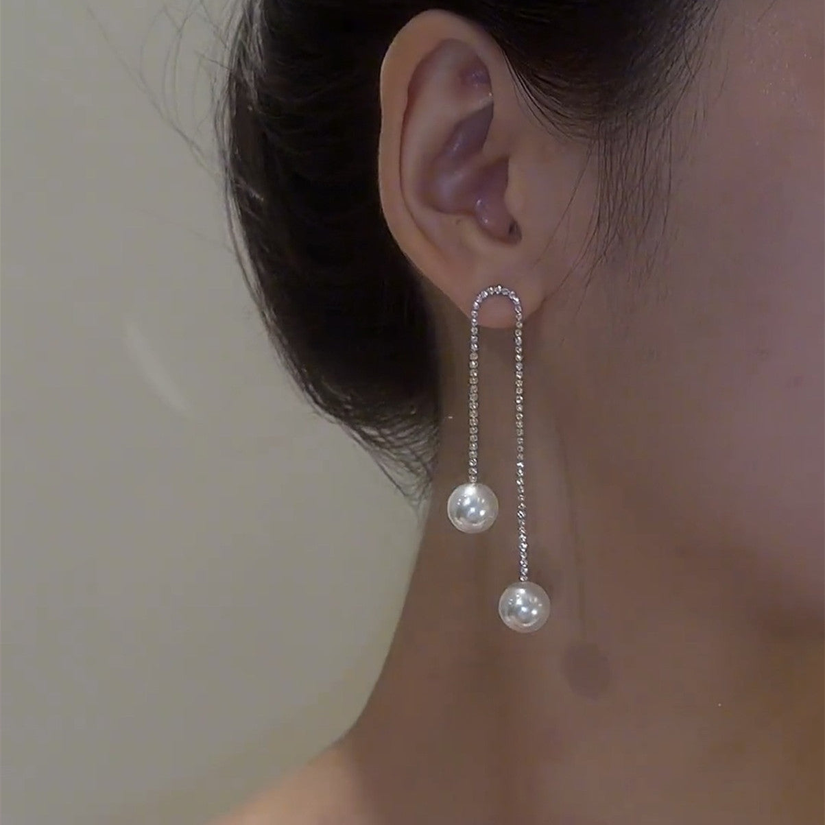 Diamant-Quasten-Perlen-Ohrringe