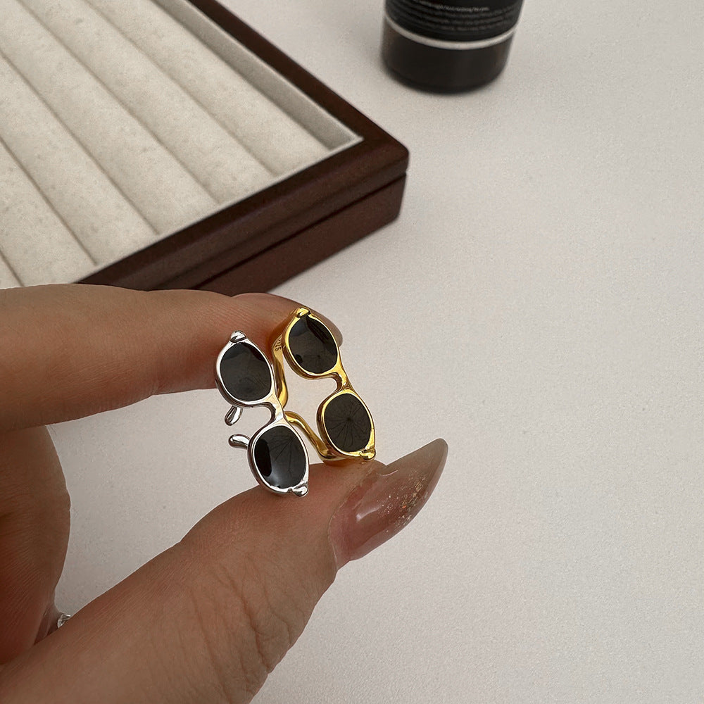 Schwarzer Emaille glasierte Gläser Ring