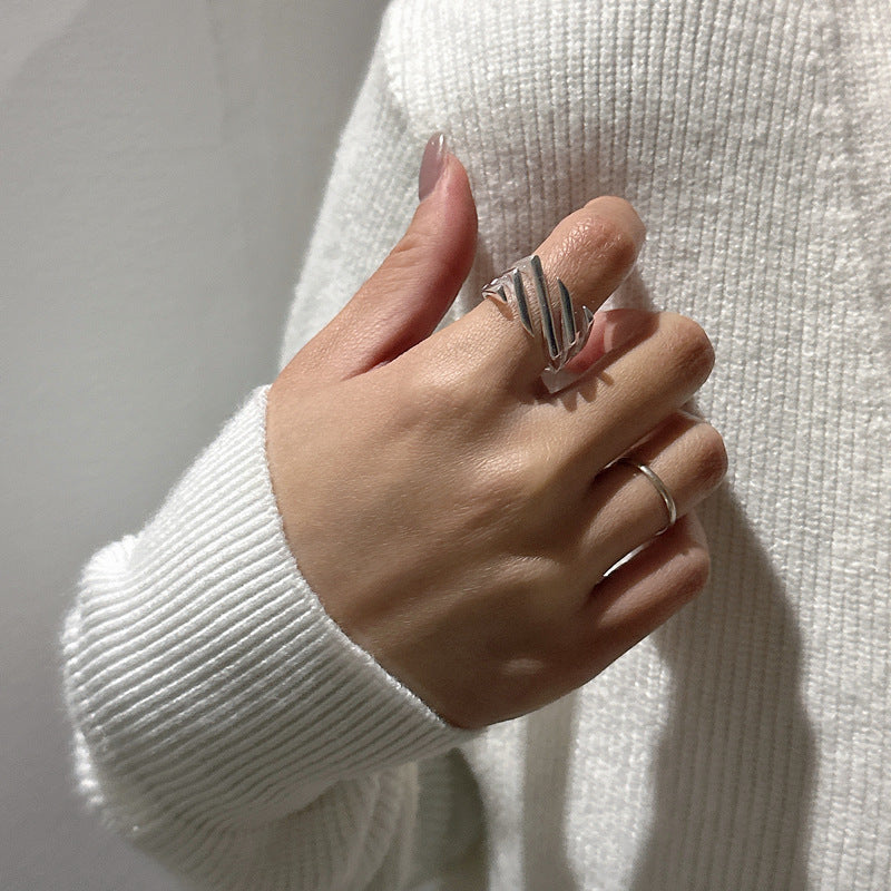 Silber geschichtet Twill einstellbaren Ring