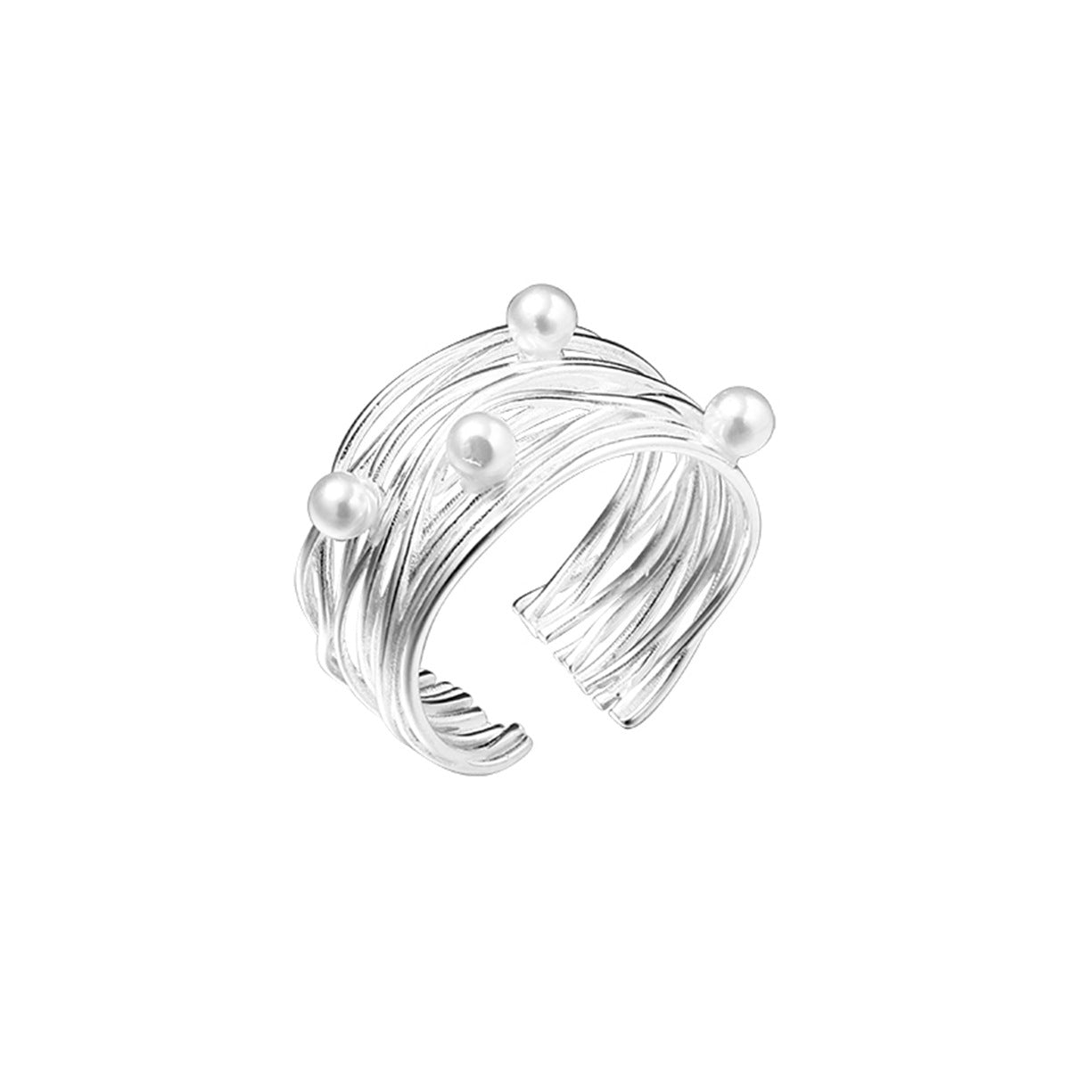 Gewickelter Sterling Silber Perlenring