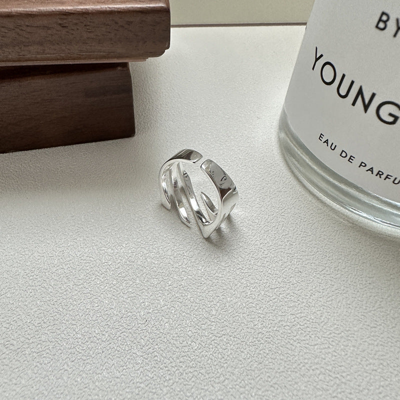 Silber geschichtet Twill einstellbaren Ring