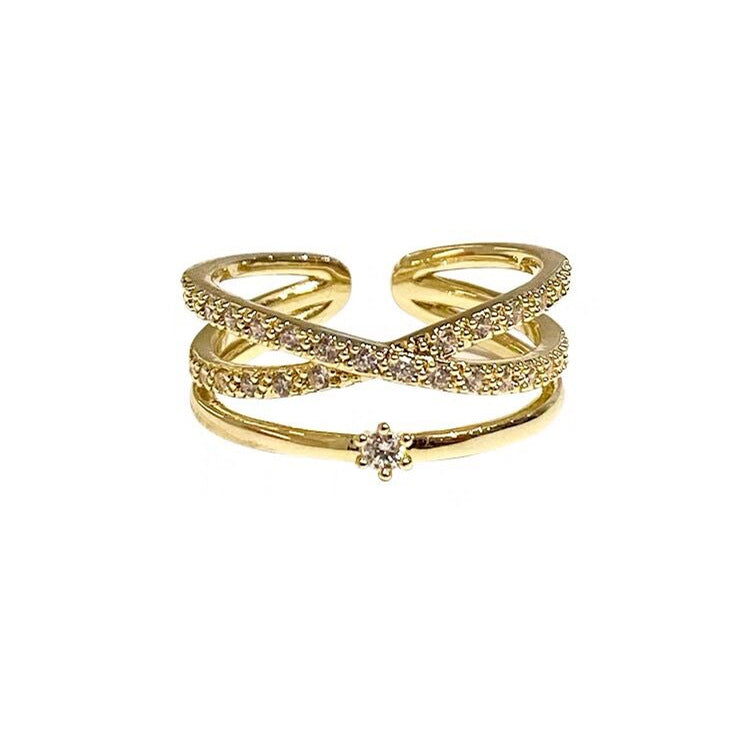 Kreuz Lagen Zarte Zirkonia Ring