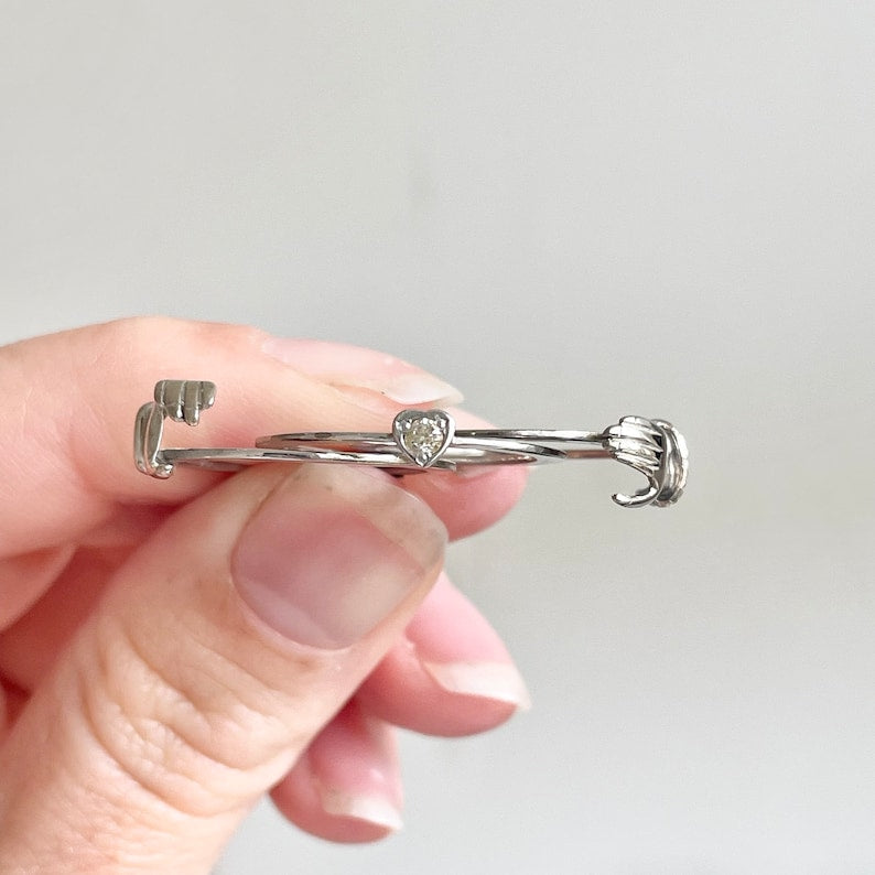 Vintage Gimmel-Fede-Ring mit verborgenem Herzdesign