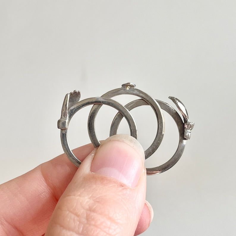 Vintage Gimmel-Fede-Ring mit verborgenem Herzdesign