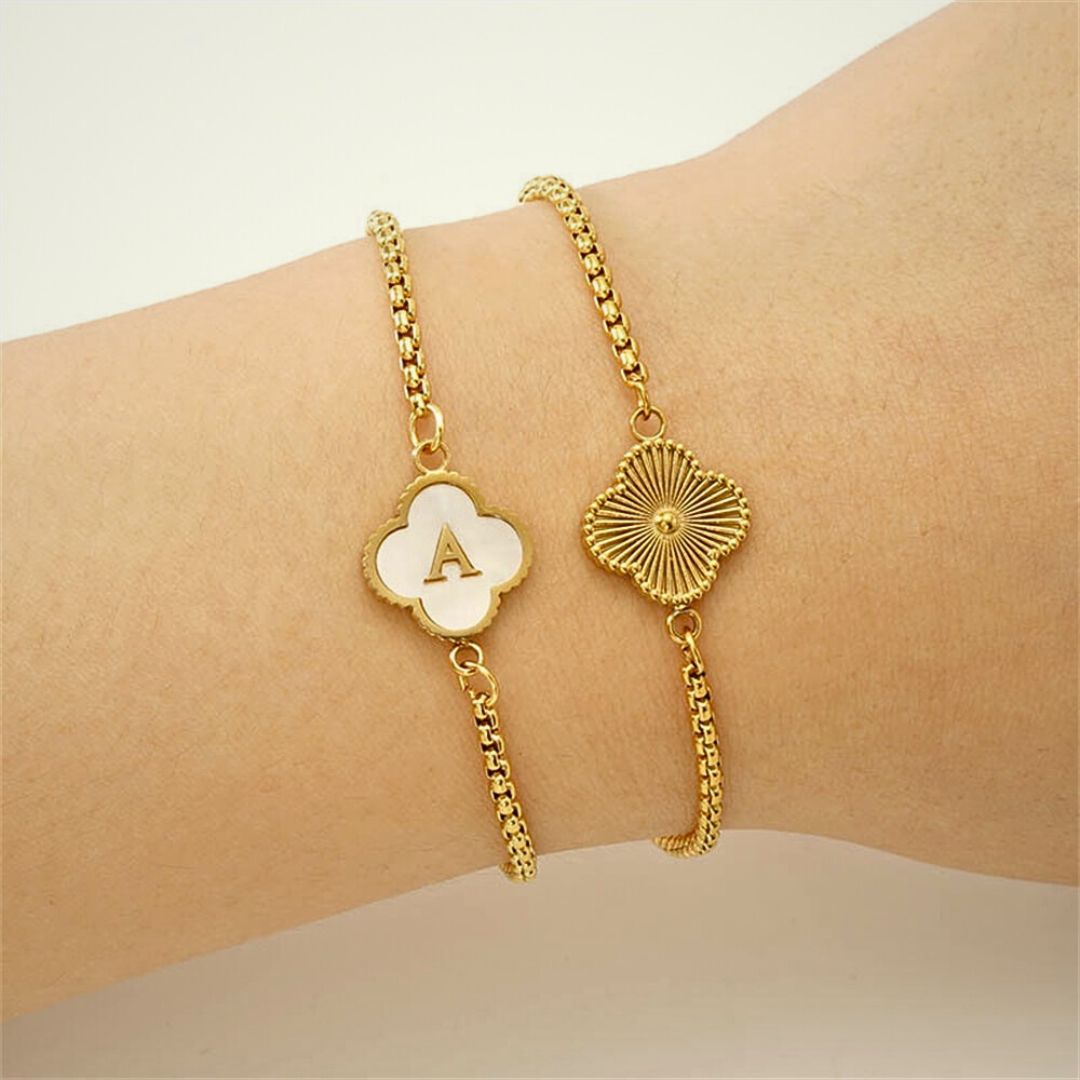 Personalisiertes Klee-Initialen-Armband