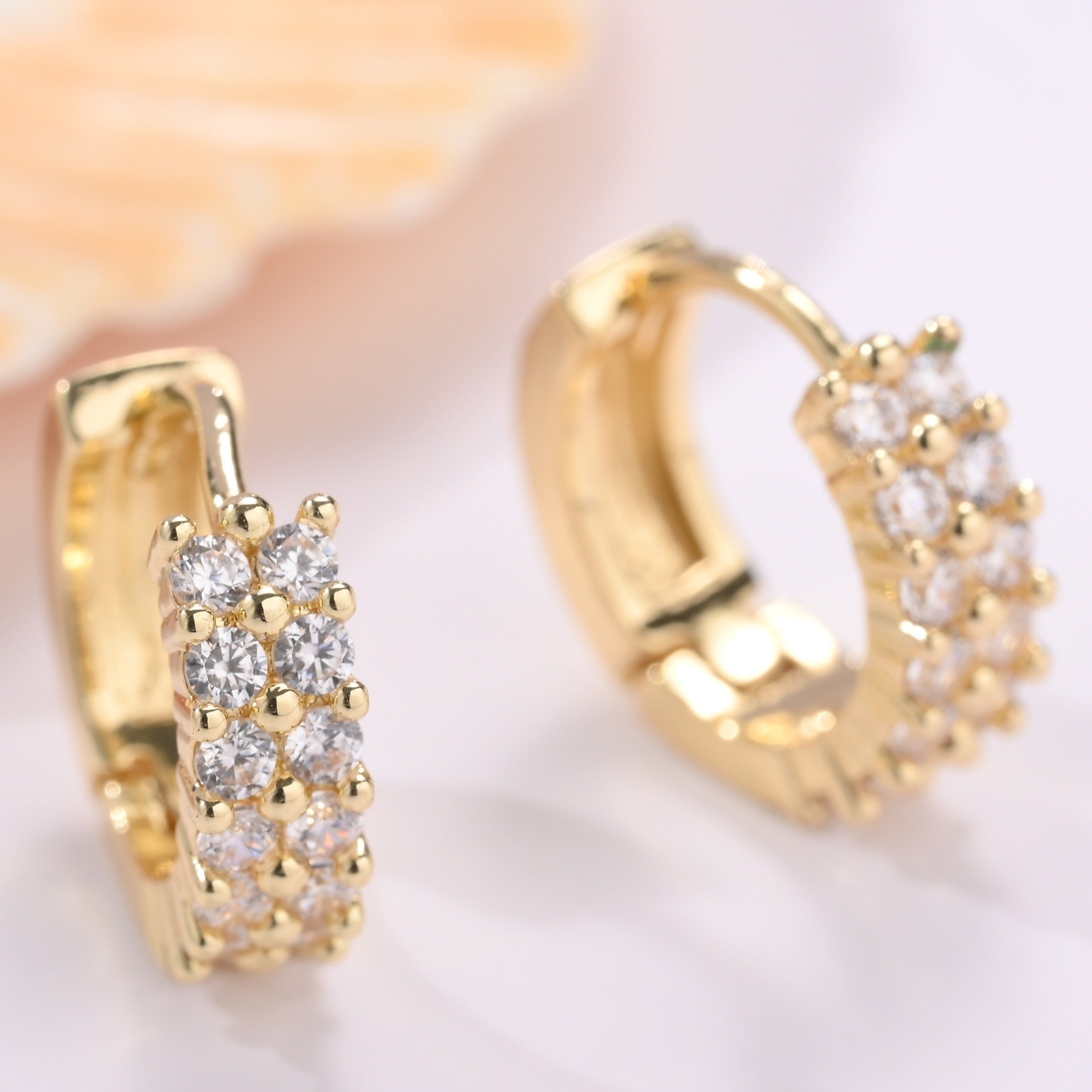 Goldene Duo Hoops Ohrringe Sparkle Ohrringe
