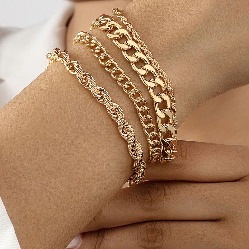 Vintage-inspiriertes vierlagiges Trendy-Kettenarmband