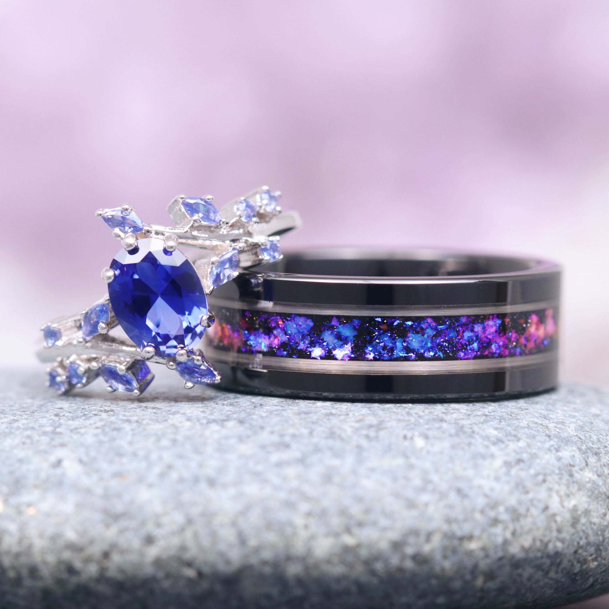 Kornblumen-Saphir-Ring – Naturinspiriertes Blattdesign