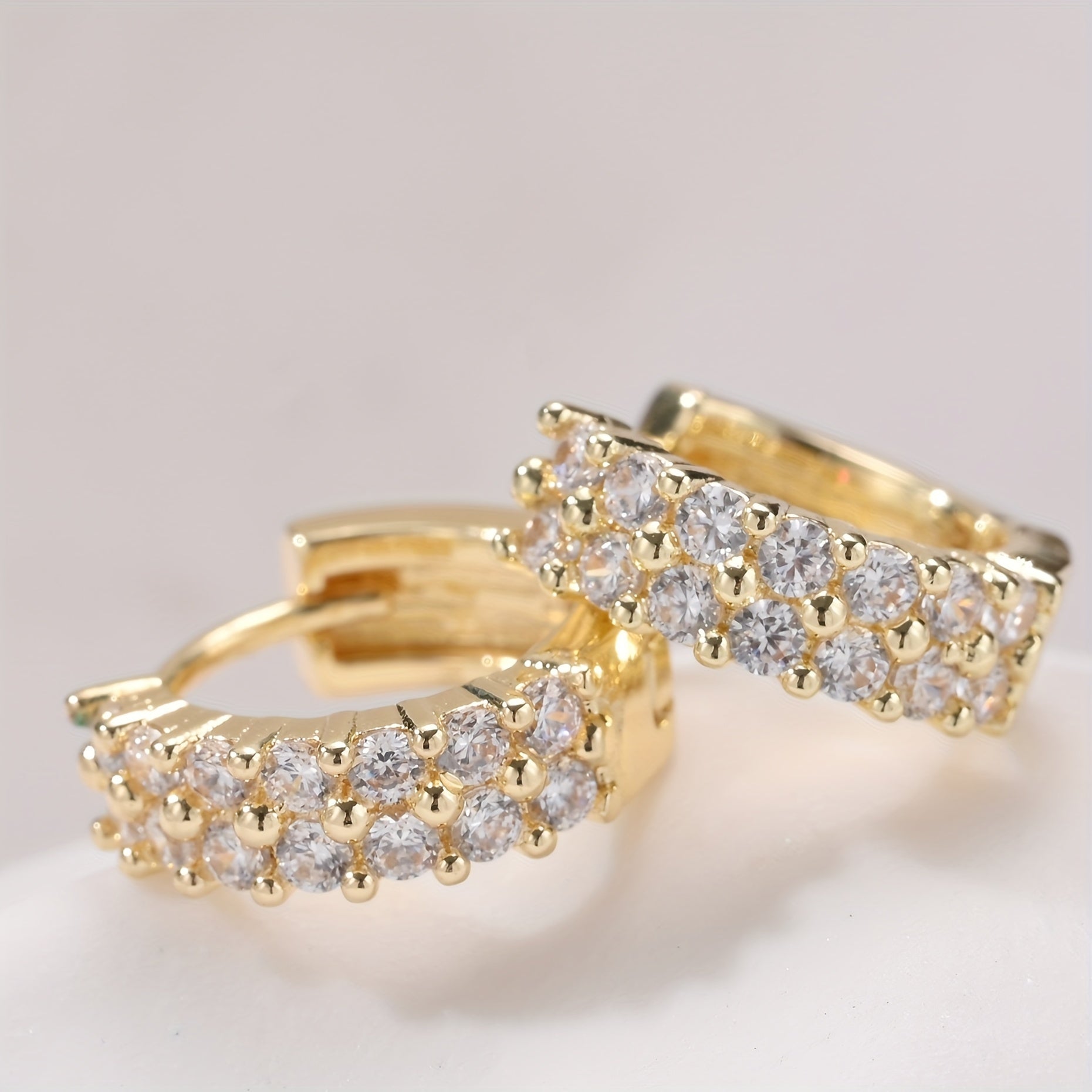 Goldene Duo Hoops Ohrringe Sparkle Ohrringe