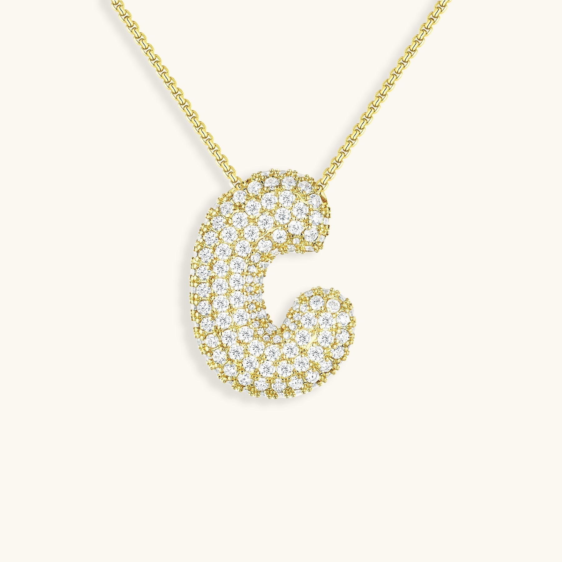 Bubble Initial Diamond Halskette