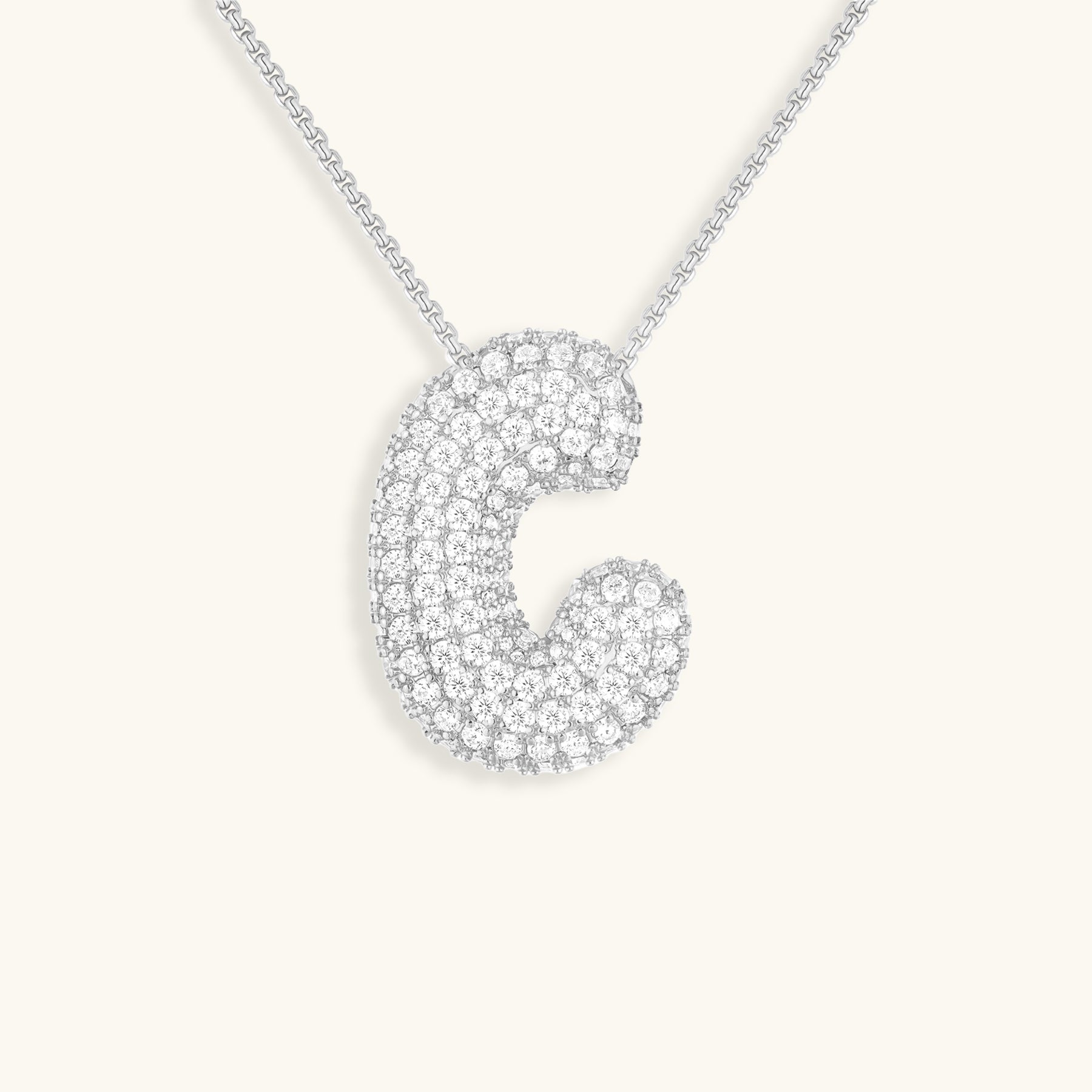 Bubble Initial Diamond Halskette