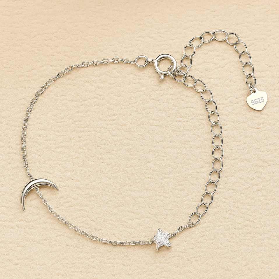 Silber Mond & Stern Zirkoniumdioxid-Armband