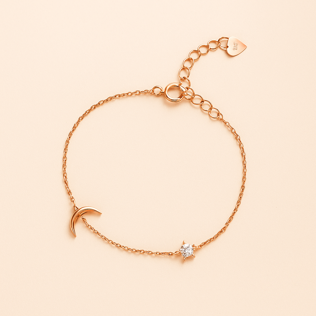 Silber Mond & Stern Zirkoniumdioxid-Armband