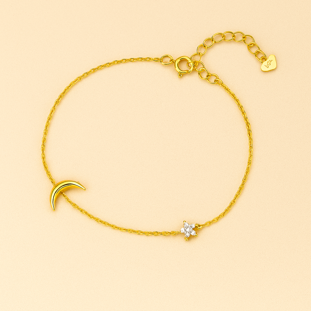 Silber Mond & Stern Zirkoniumdioxid-Armband