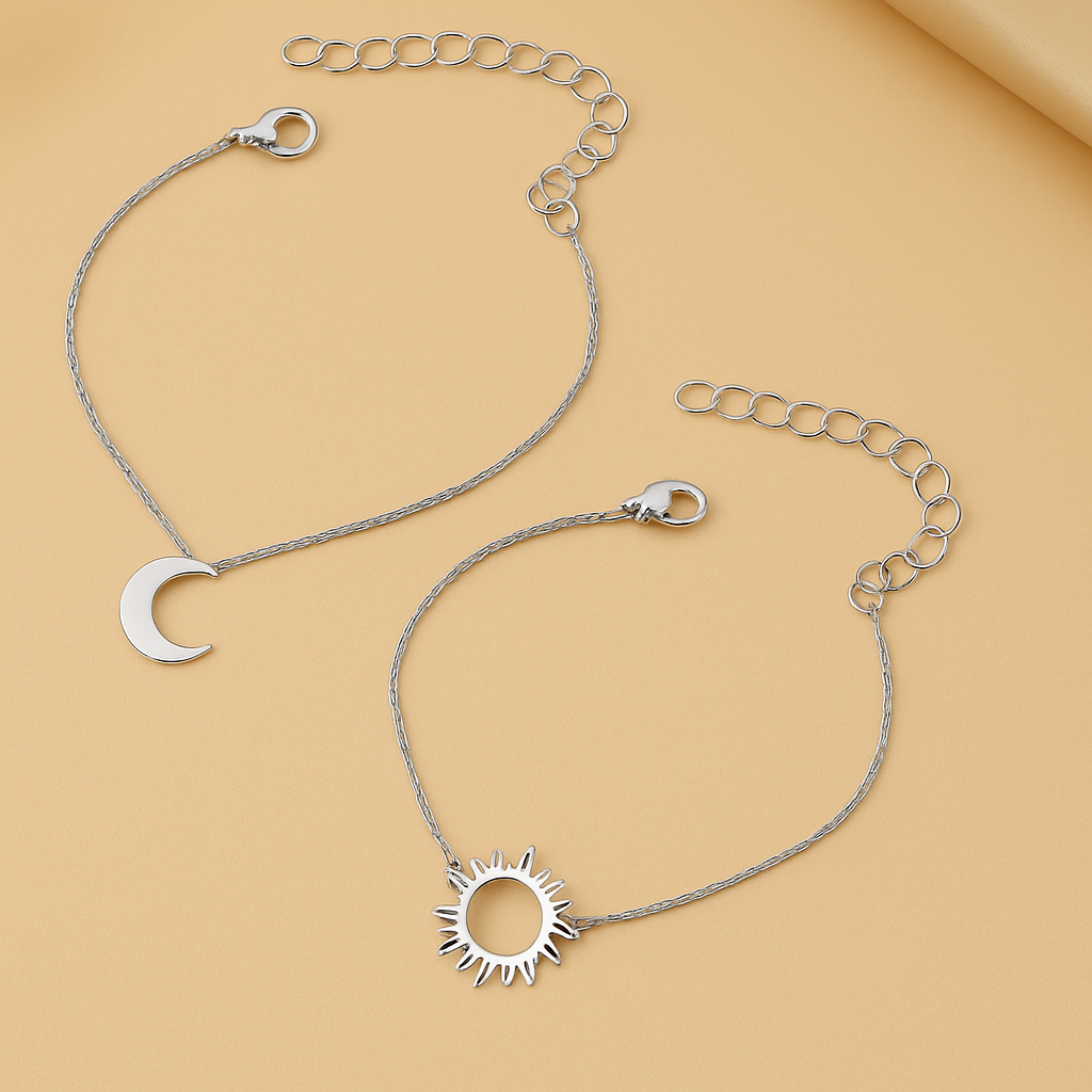 Elegantes 2-teiliges Sonne & Mond-Armband-Set