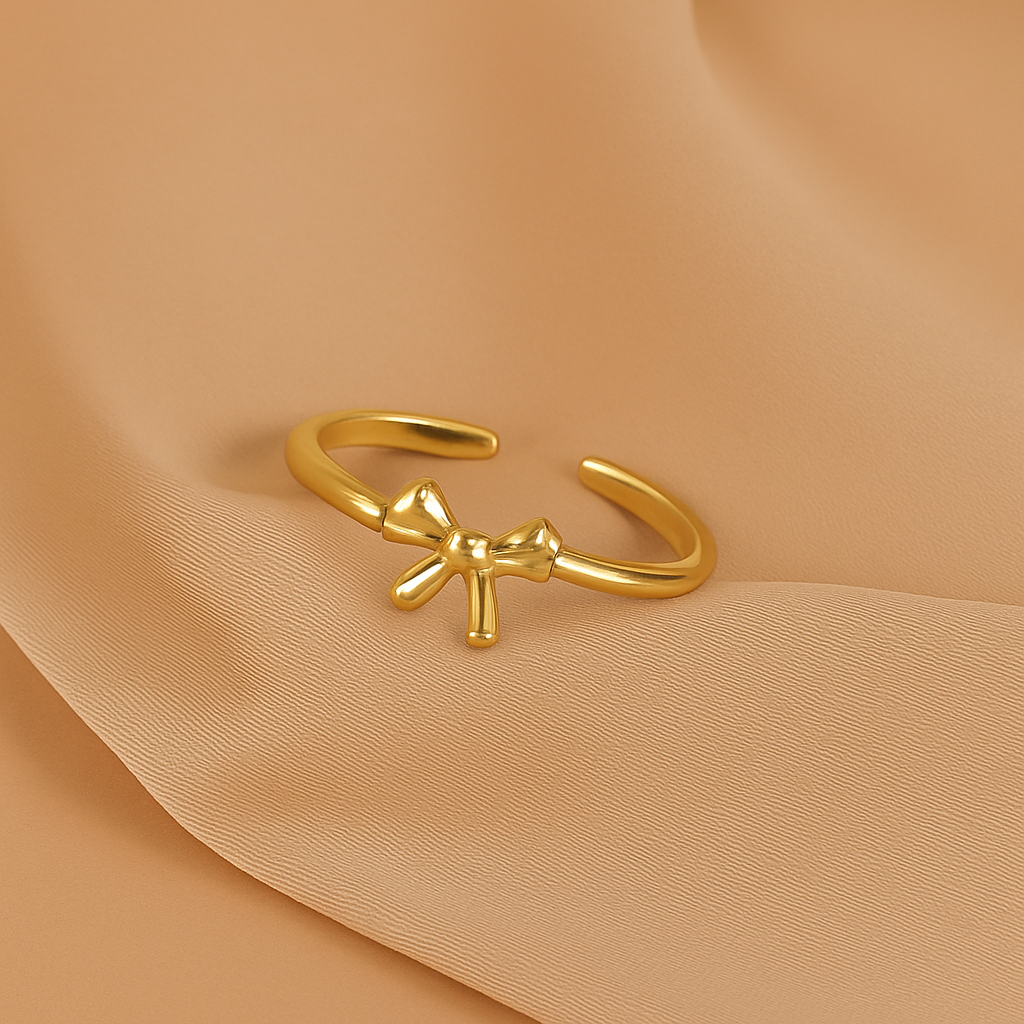 Ballet Charm Golden Bow Ring zum Verschenken & Glamour