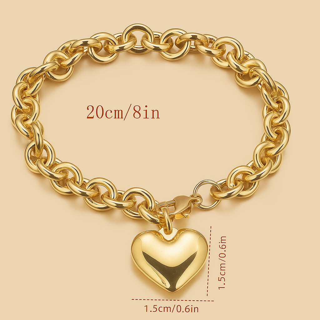 Schickes Herz-Anhänger-Armband - Gold Touch