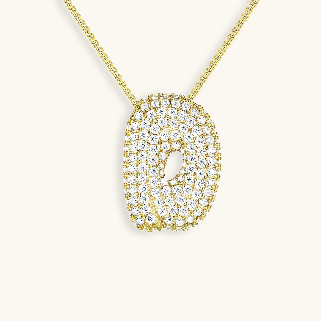 Bubble Initial Diamond Halskette