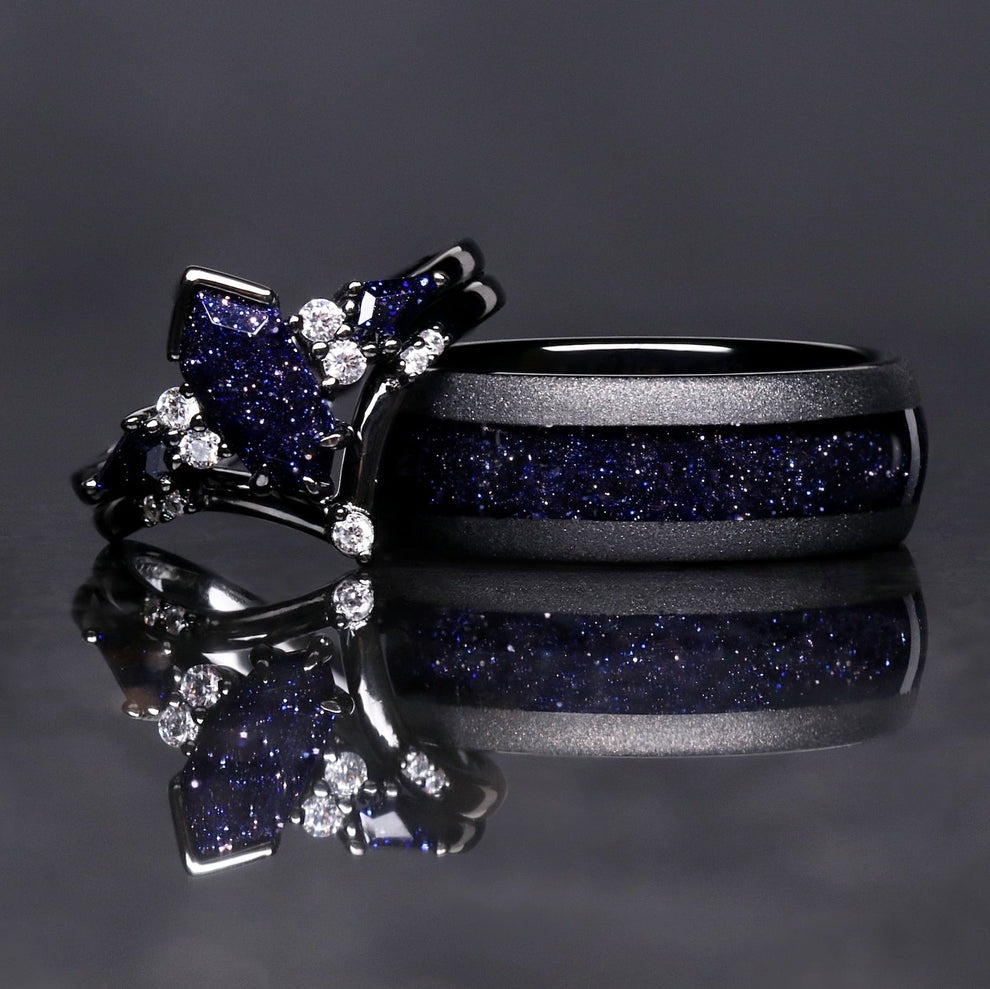 Sternennacht-Ring-Set – Passende Paar-Ringe für Sie & Ihn