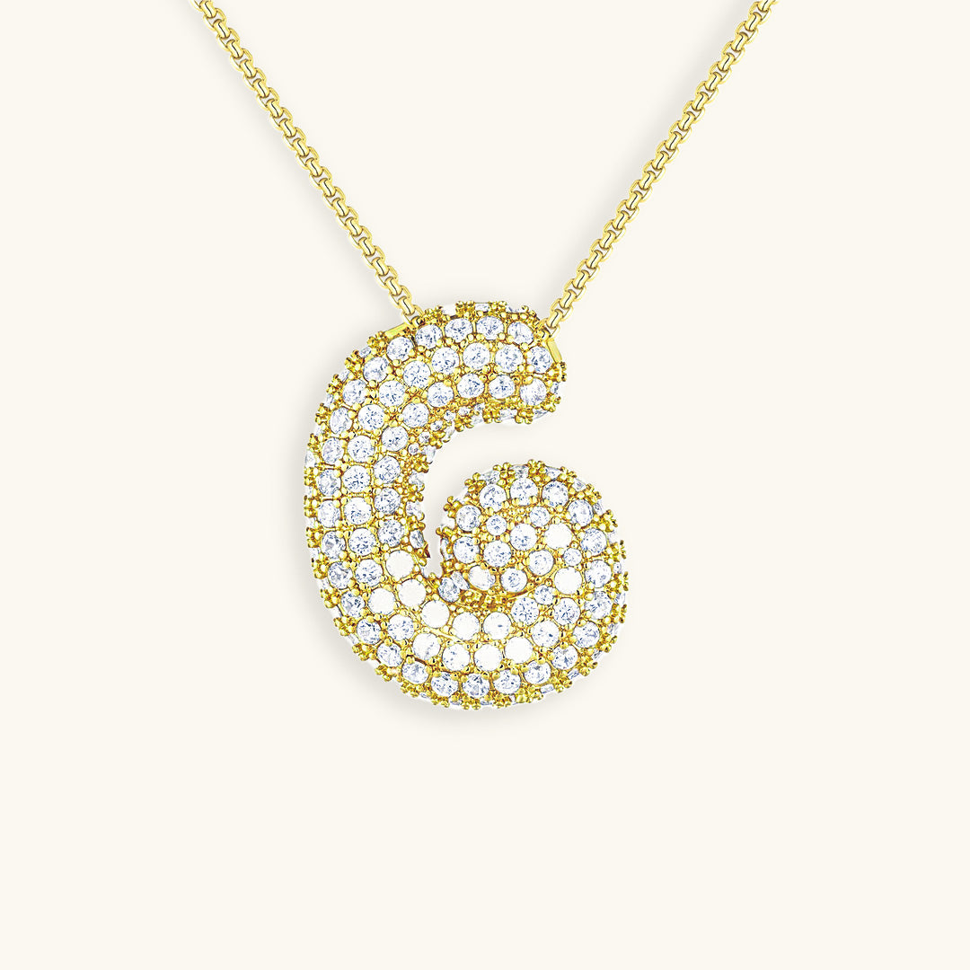 Bubble Initial Diamond Halskette