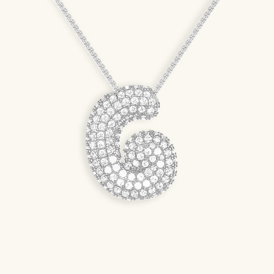 Bubble Initial Diamond Halskette