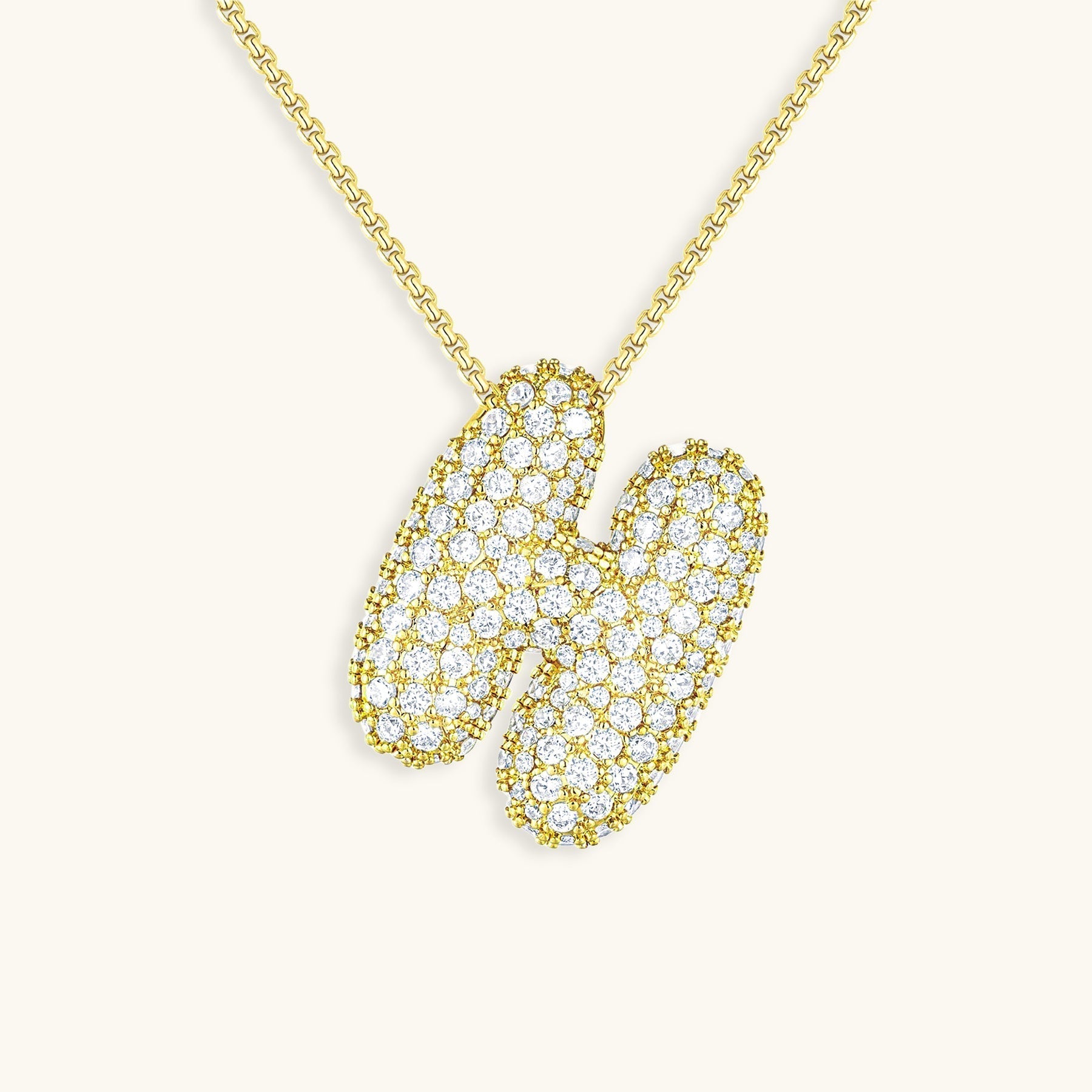 Bubble Initial Diamond Halskette