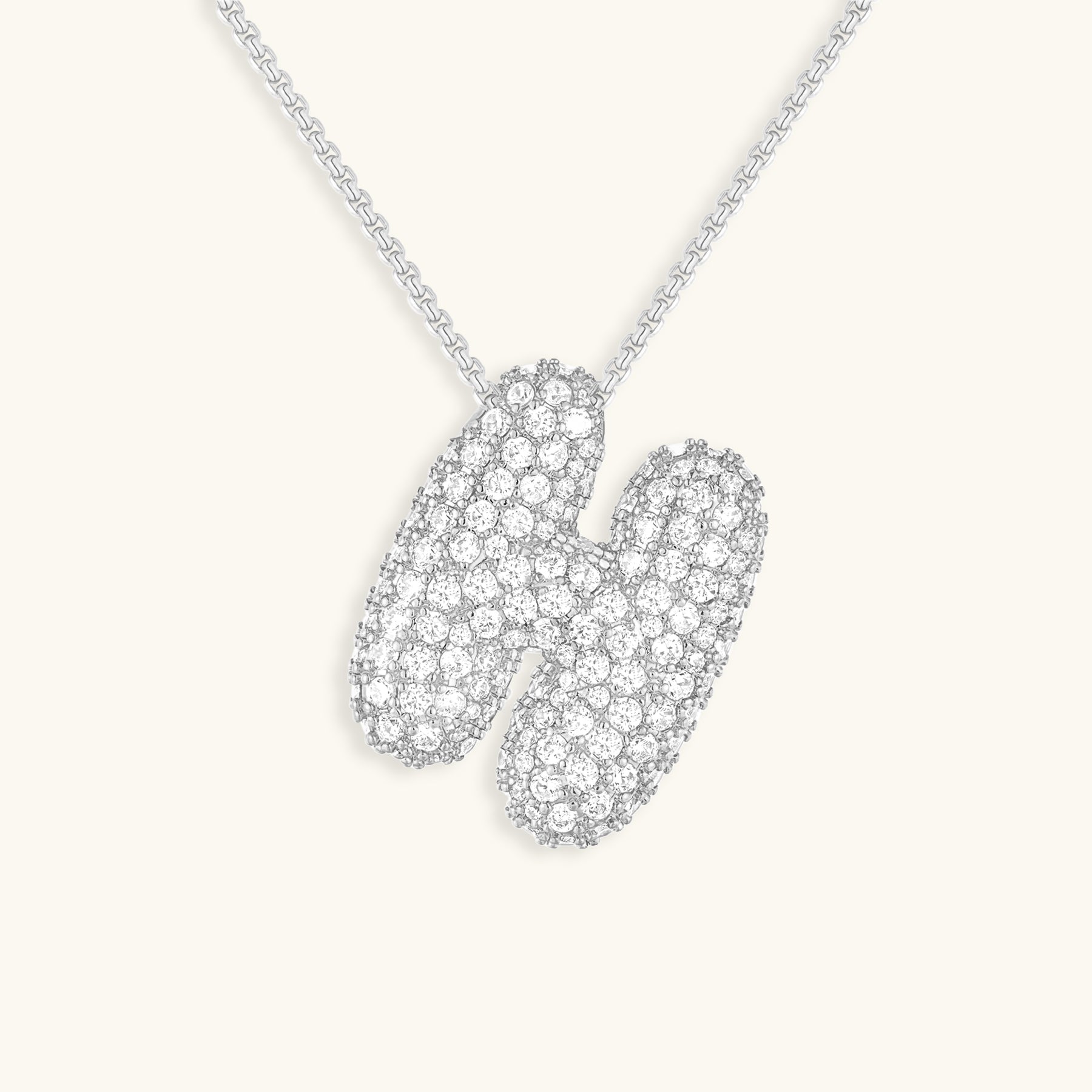 Bubble Initial Diamond Halskette