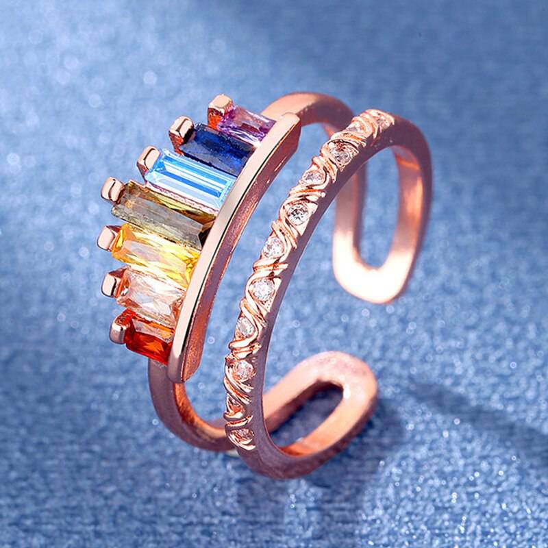 Regenbogen-Krone-Herz-Ring (offen) – Vintage-Design mit LGBT-Pride