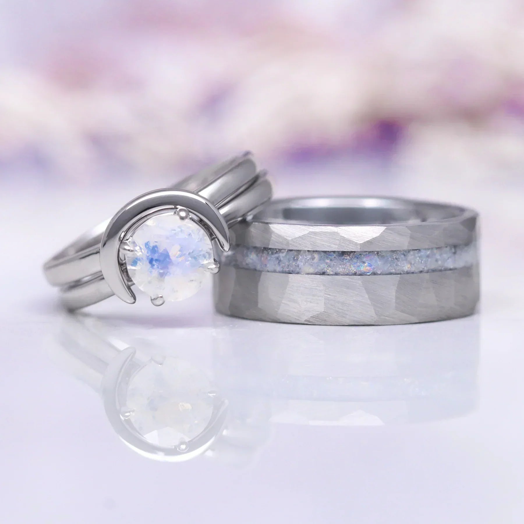 Crescent City Verlobungsring-Set aus Sterlingsilber