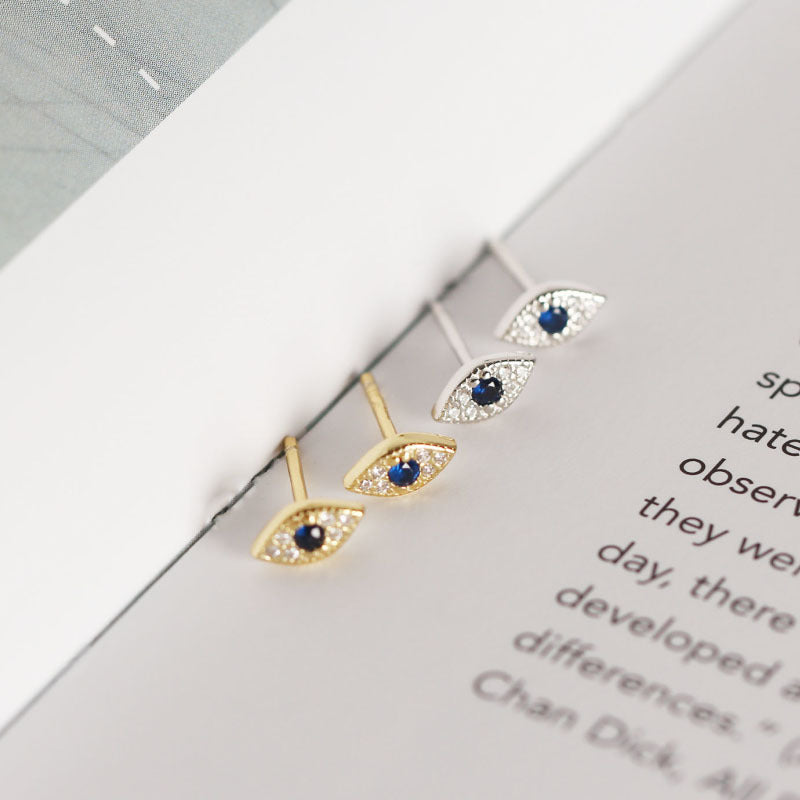 Efeu Ohrstecker - Evil Eye Sterling Silber Ohrringe - Schutz & Eleganz