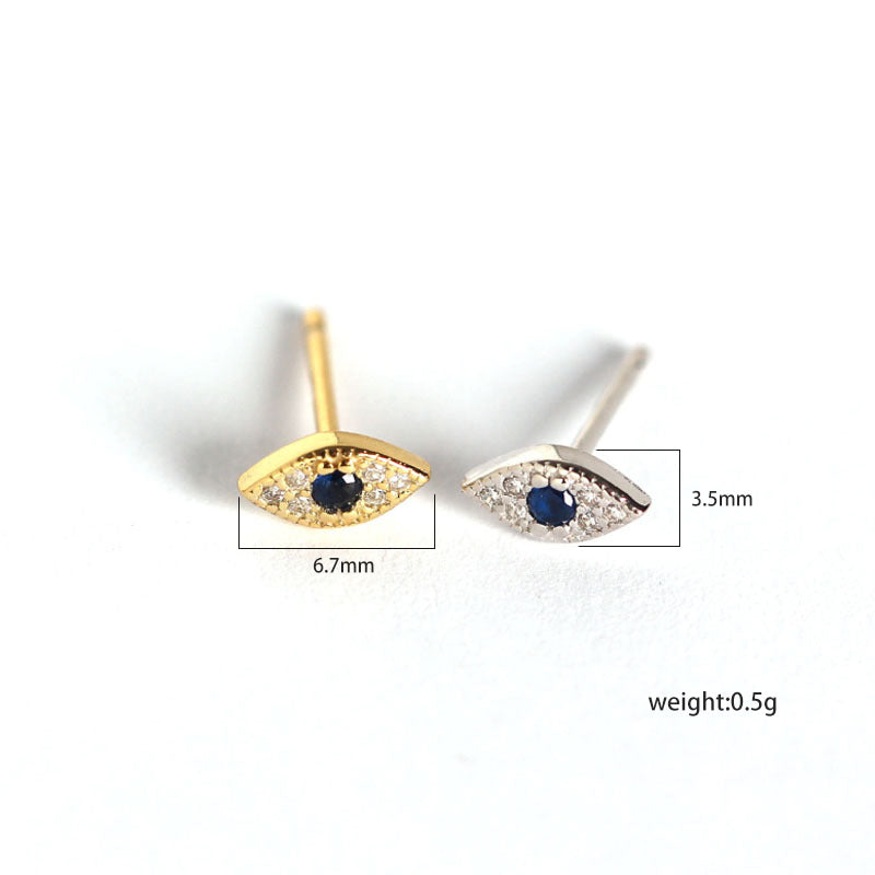 Ivy stud earrings - Evil Eye sterling silver earrings - protection & elegance