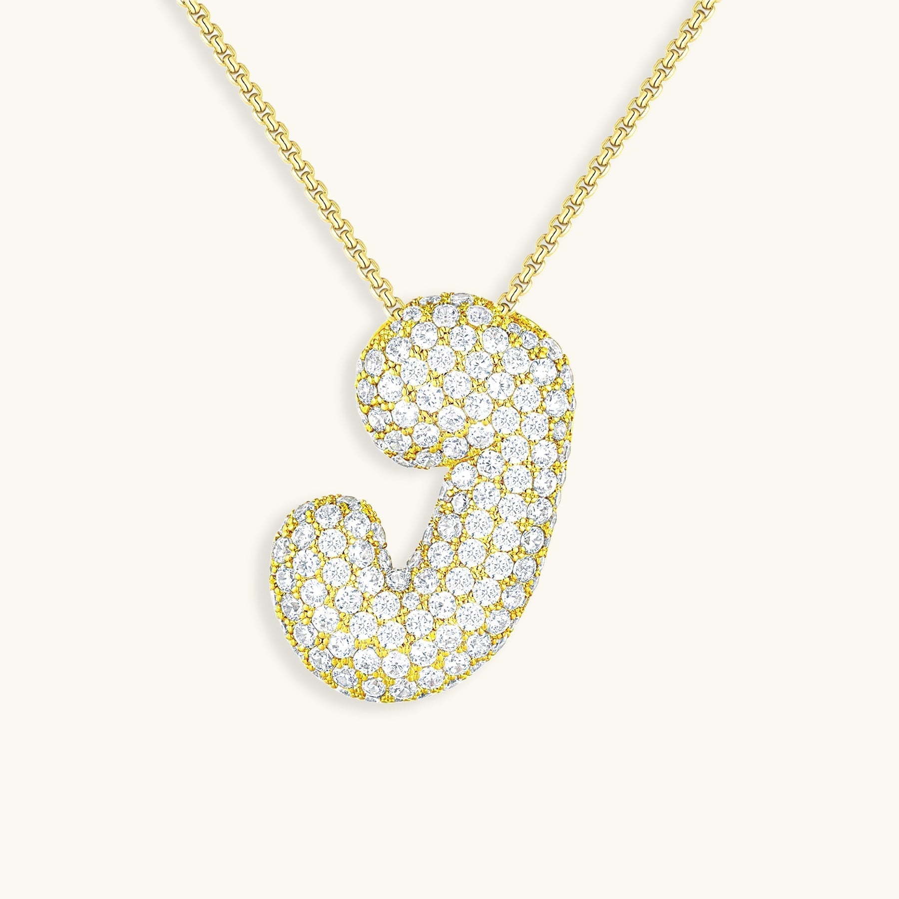 Bubble Initial Diamond Halskette
