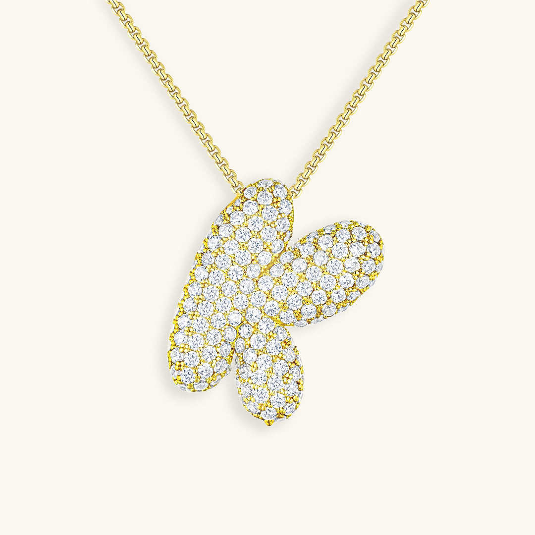 Bubble Initial Diamond Halskette