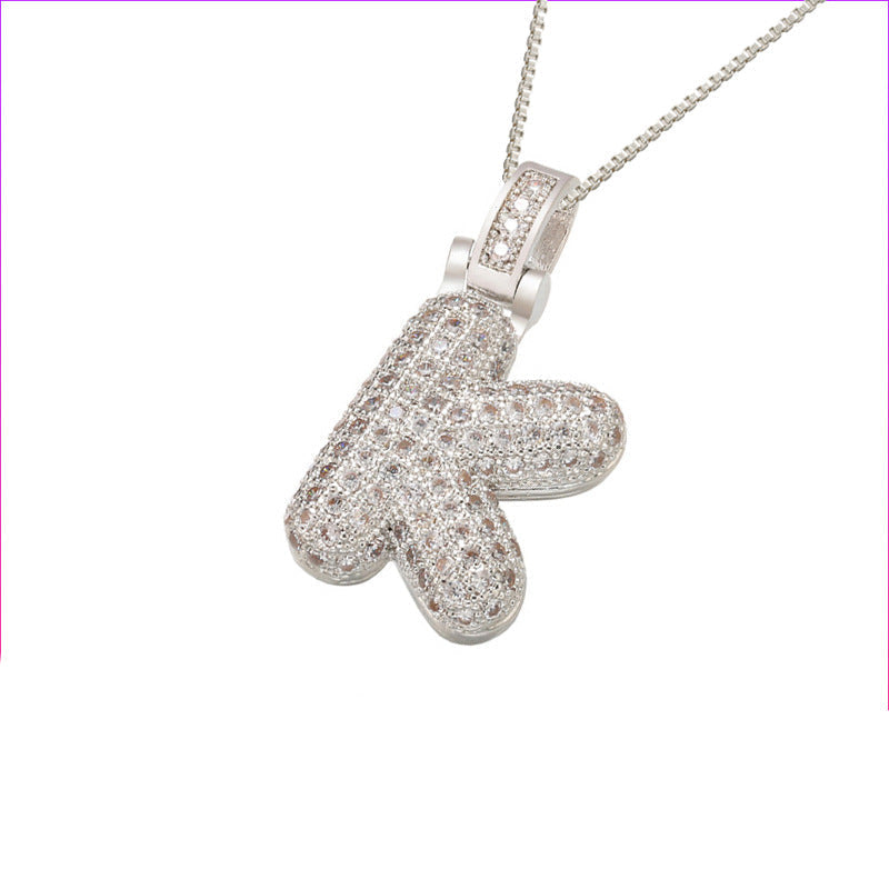 Pave Bubble Initial Halskette