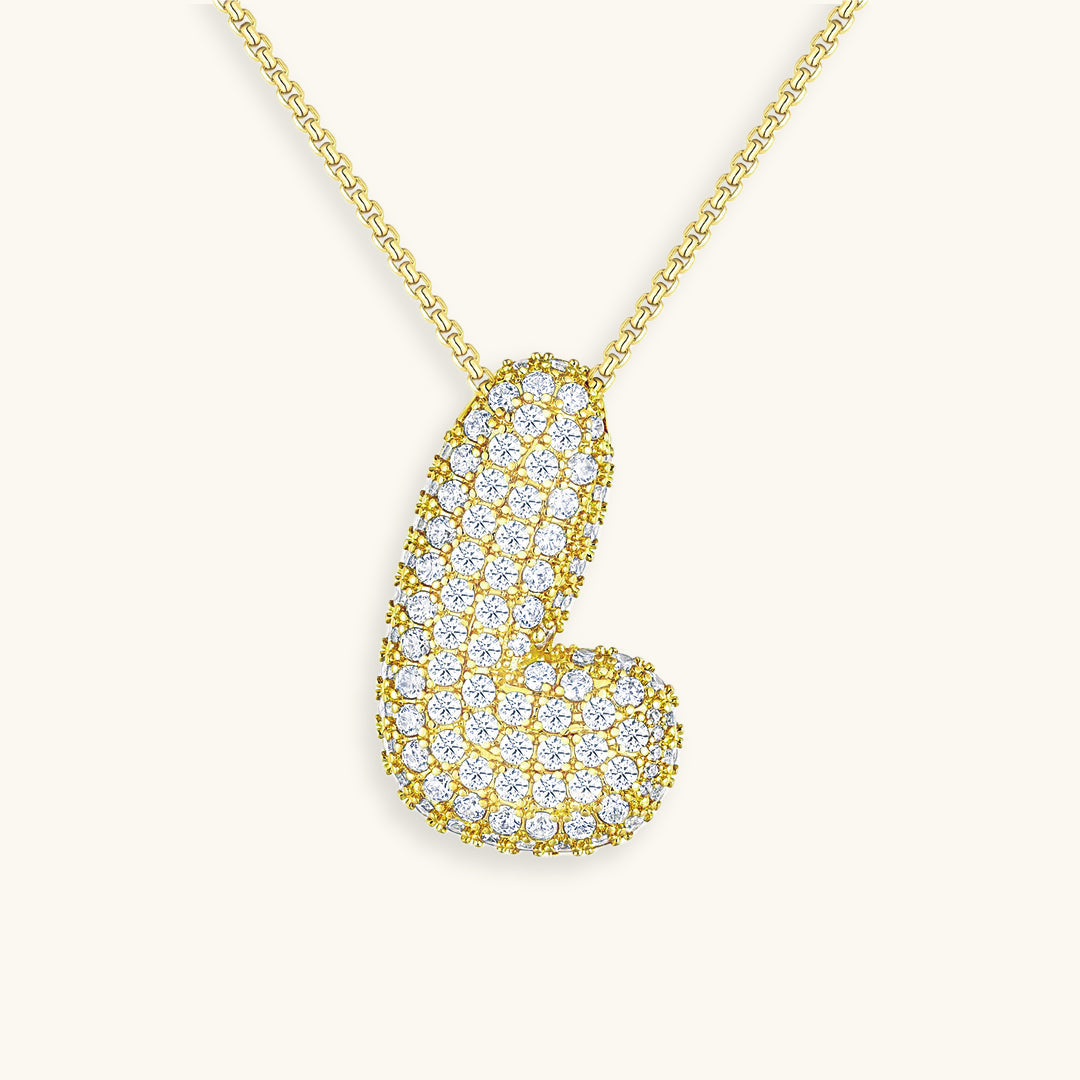 Bubble Initial Diamond Halskette