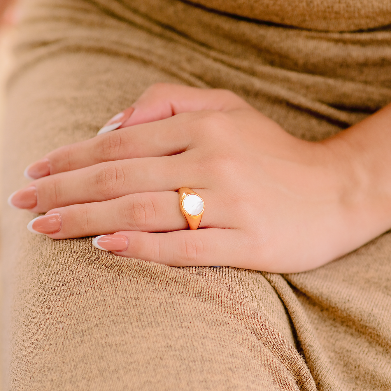 Perlmutt Gold Ring