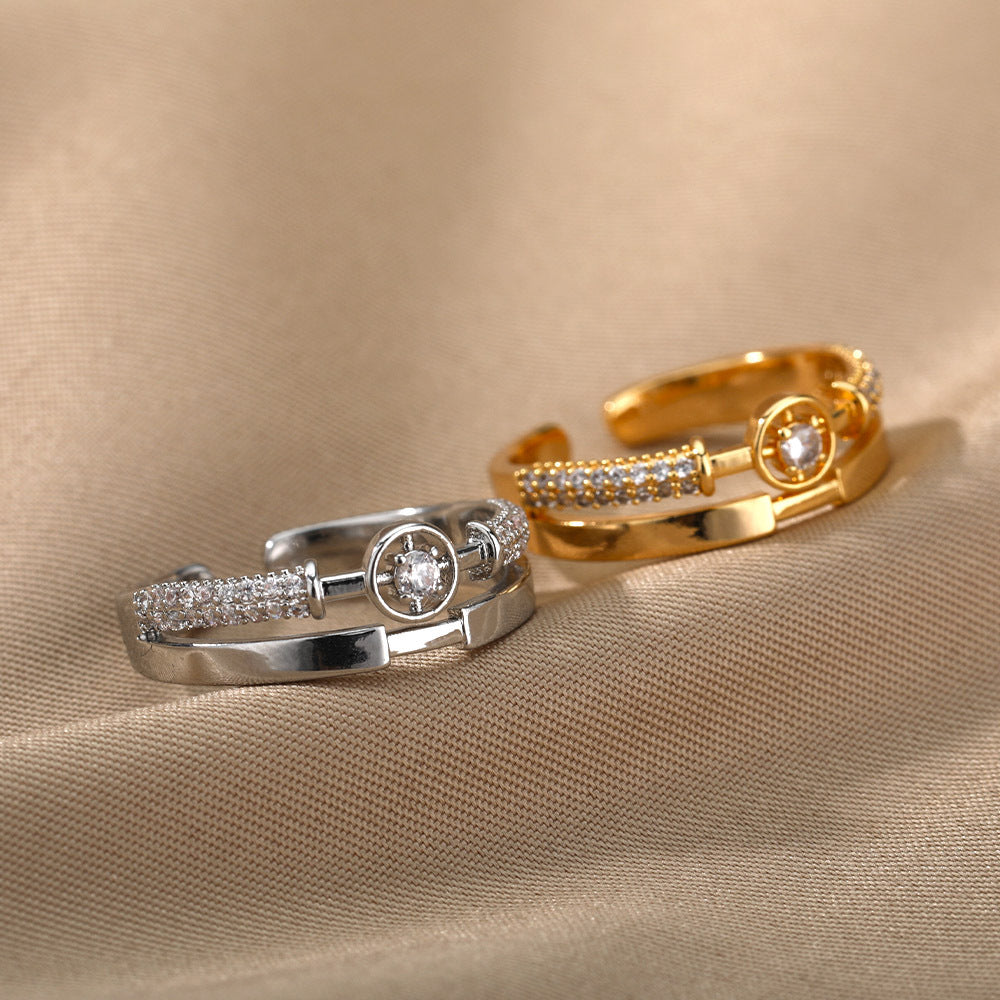 Daisy | Verstellbarer Stern Ring in Gold Zirkon