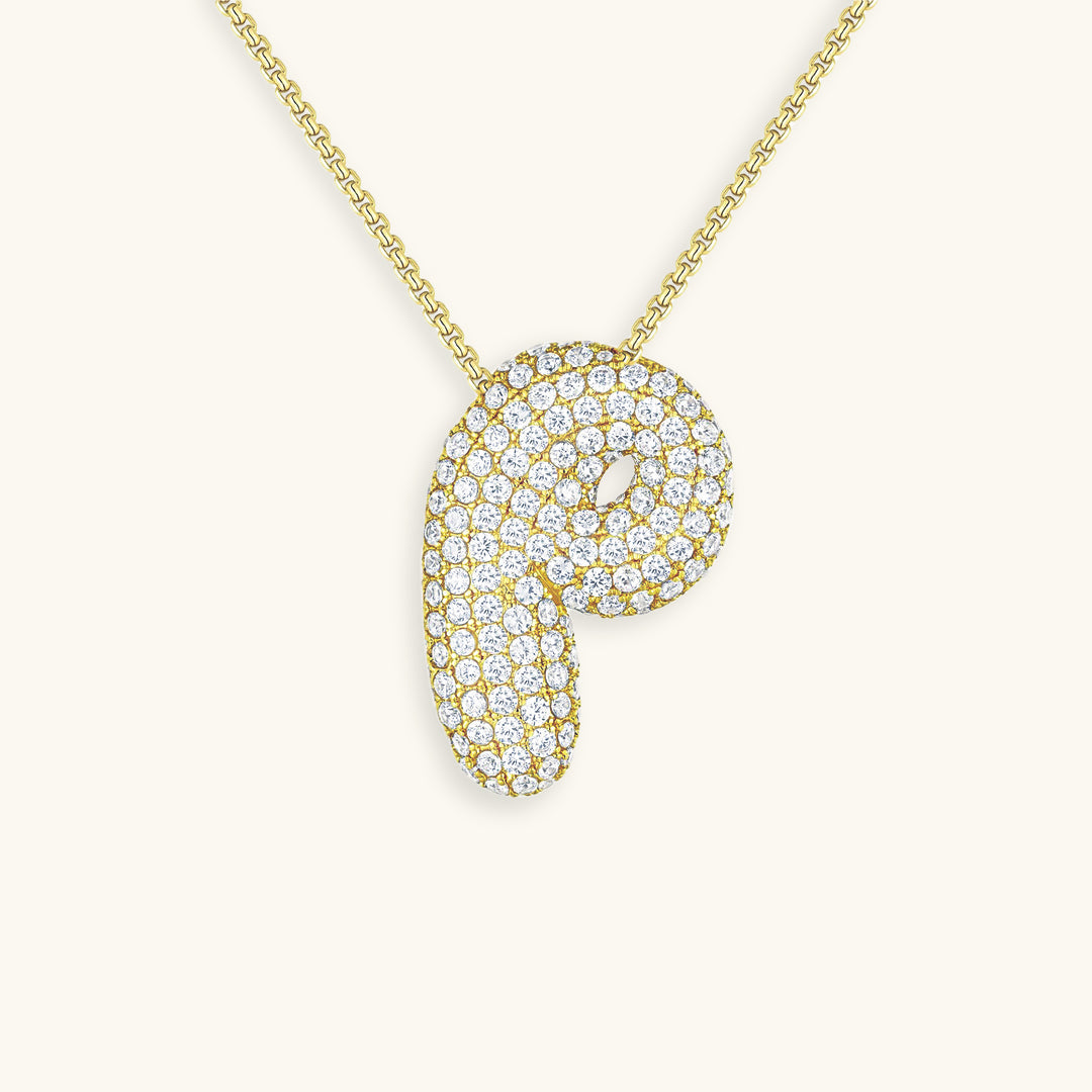 Bubble Initial Diamond Halskette