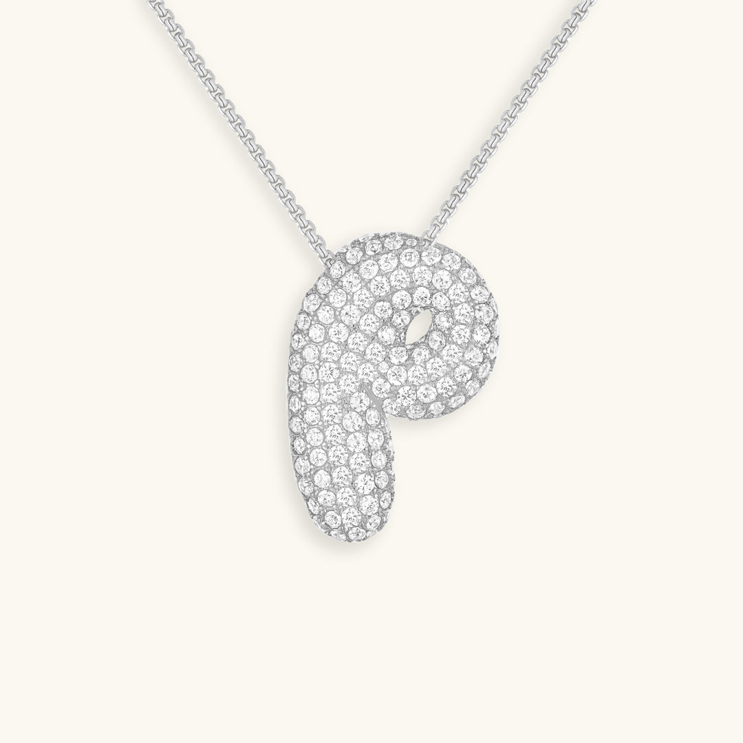 Bubble Initial Diamond Halskette