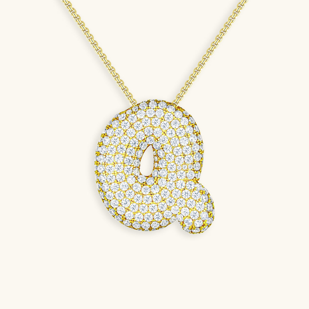 Bubble Initial Diamond Halskette