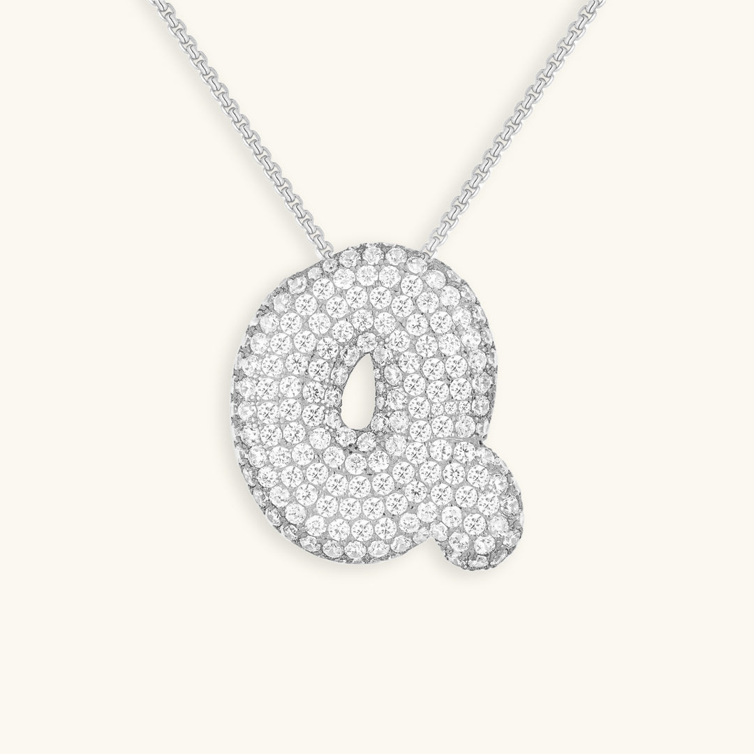 Bubble Initial Diamond Halskette