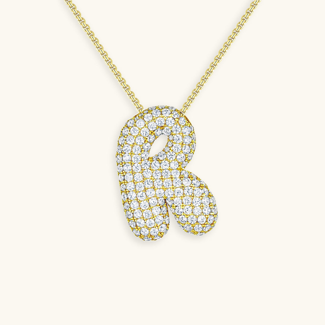 Bubble Initial Diamond Halskette