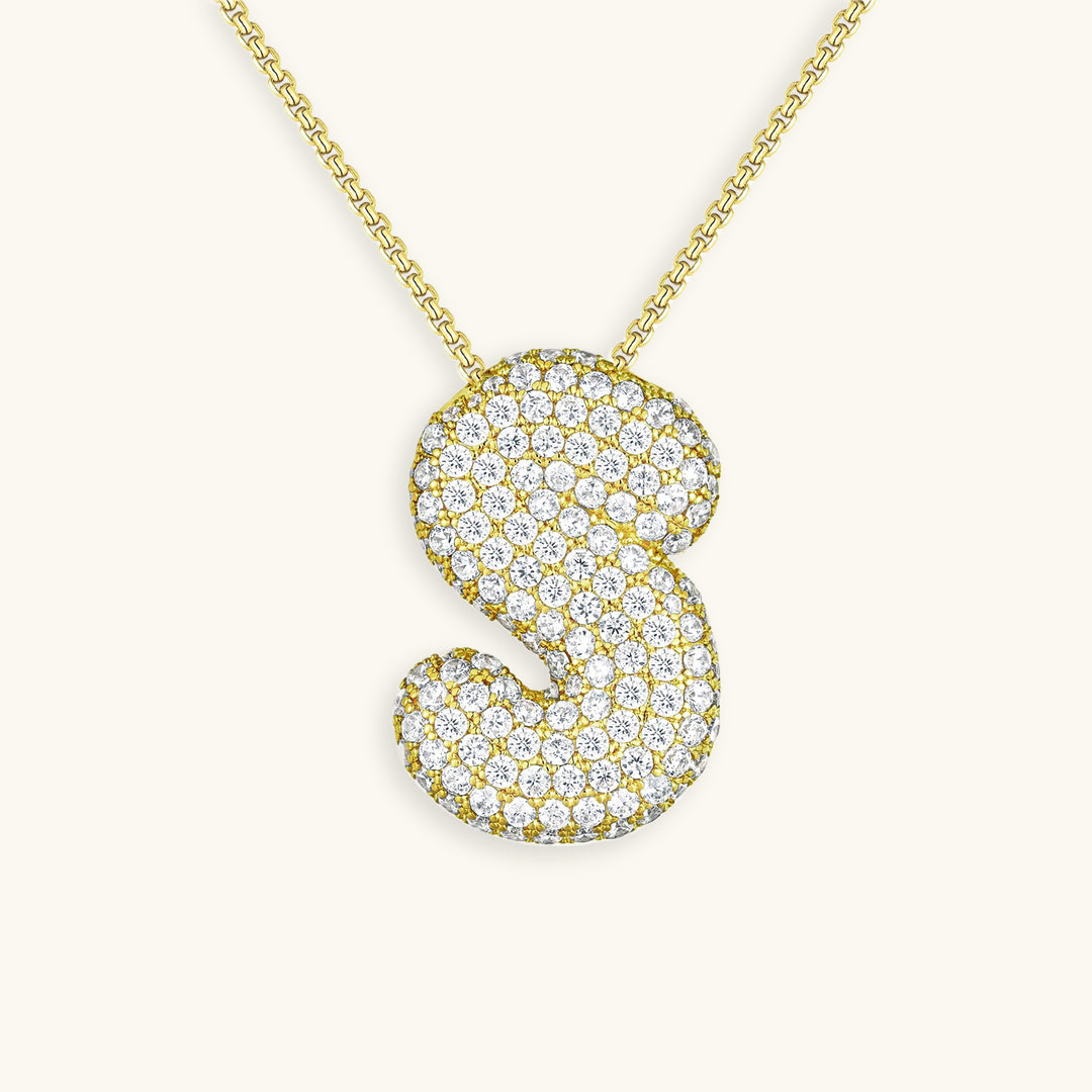 Bubble Initial Diamond Halskette