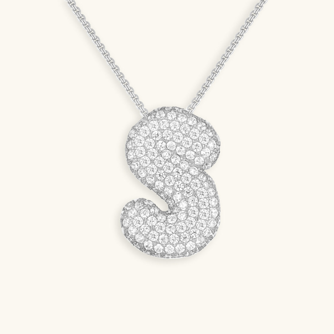 Bubble Initial Diamond Halskette