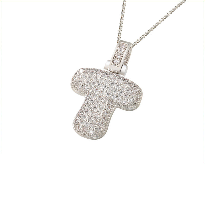 Pave Bubble Initial Halskette