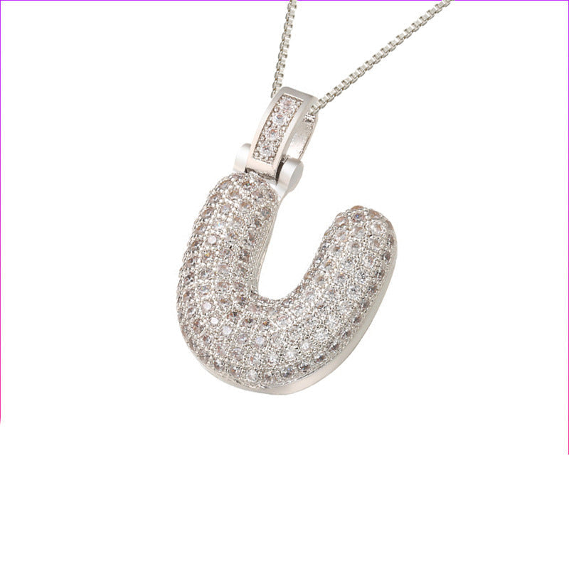 Pave Bubble Initial Halskette
