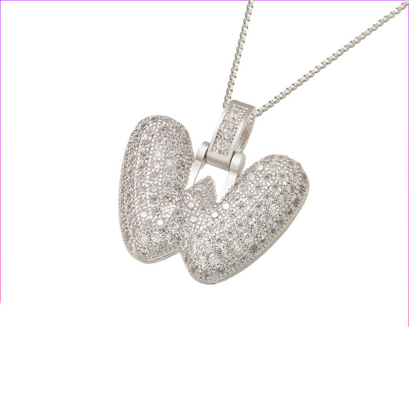 Pave Bubble Initial Halskette