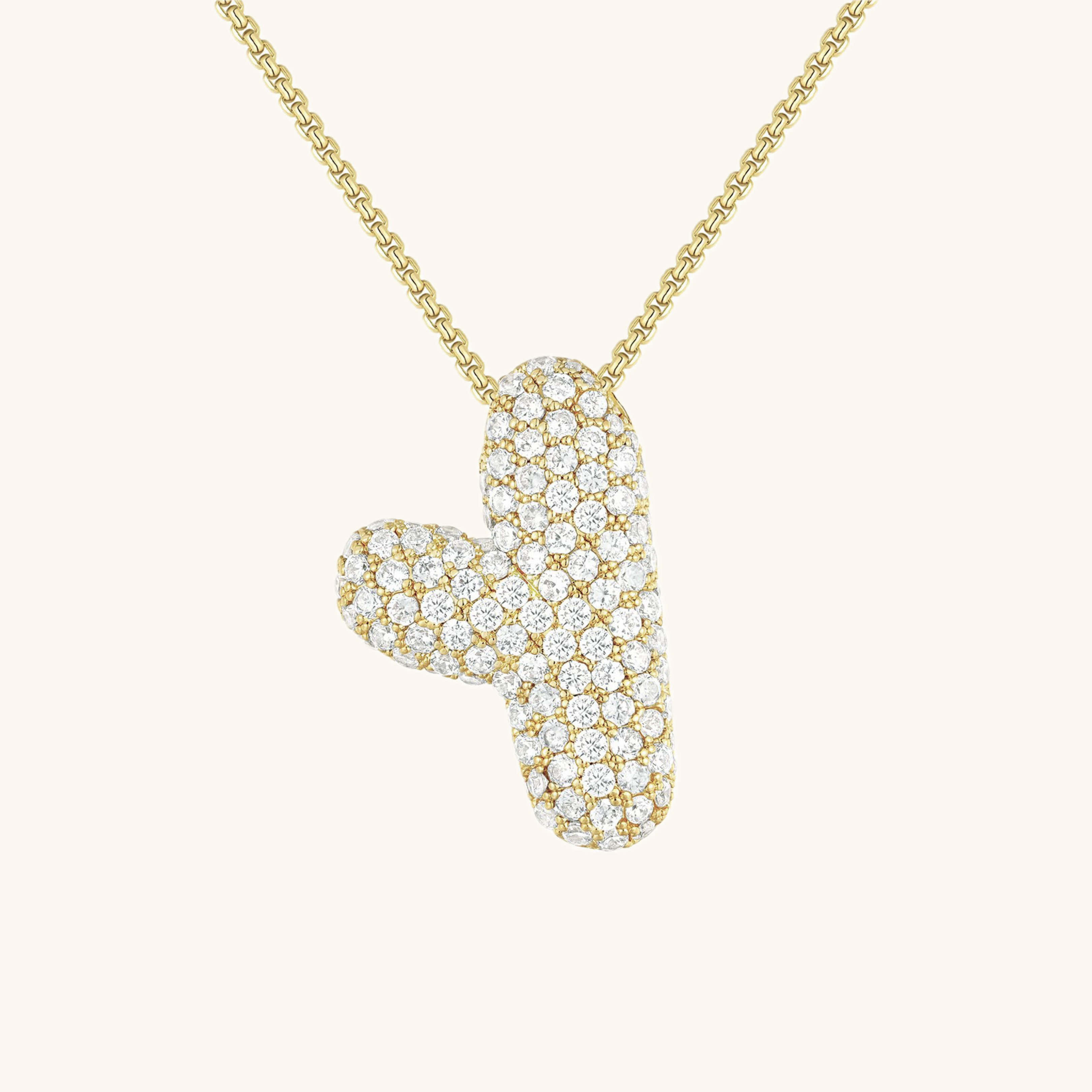 Bubble Initial Diamond Halskette